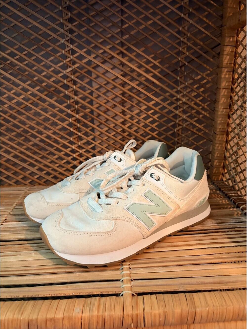 New Balance 574 Yellow and Green Sneakers Women's 9